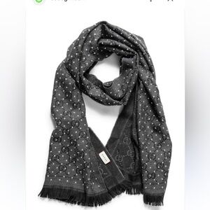 GUCCI GG supreme studded wool scarf grey